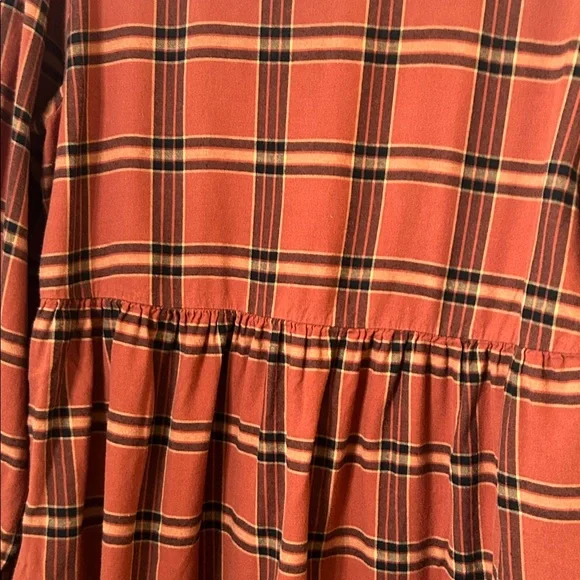 Knox Rose Women’s Plaid V-Neck Bishop Sleeve A-Line Dress-Sizes Xl - Picture 6 of 8